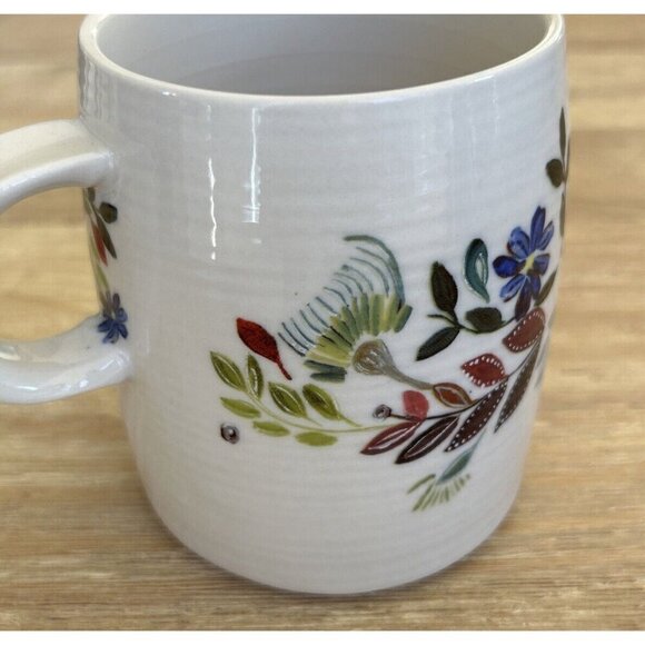 Anthropologie Starla E Halfmann Monogram Letter W Coffee Mug Cup Floral Colorful - Picture 3 of 4